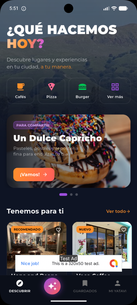 Yatavi Home Screen